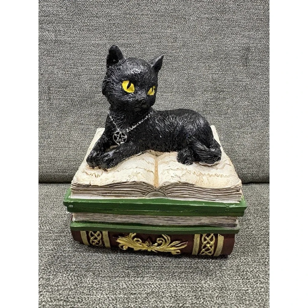Witching Hour 3 Wiccan Kitten Cats Potion Triple‎ Moon Cauldron & Trinket Box